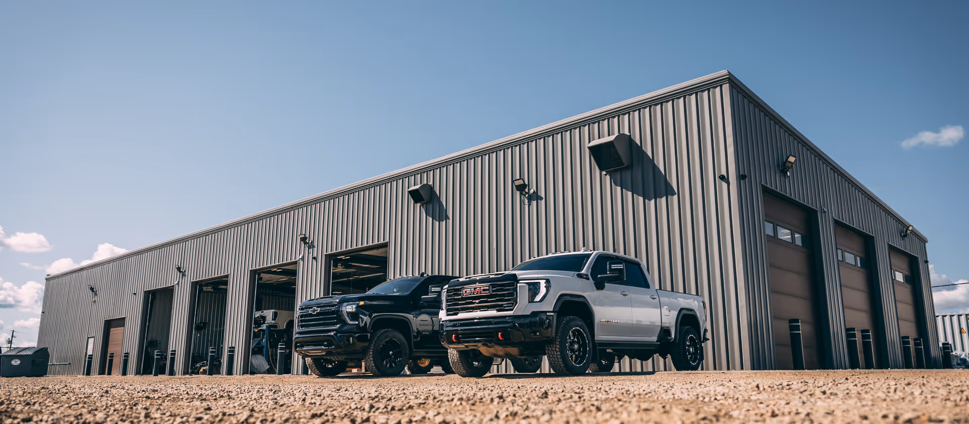 trucks outside workshop